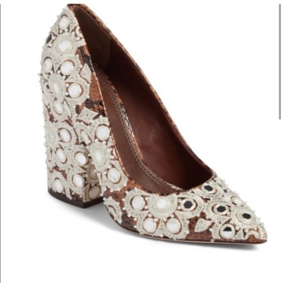 Tory Burch Francesca Roccia Python heels women’s Size 8 - Picture 3 of 9